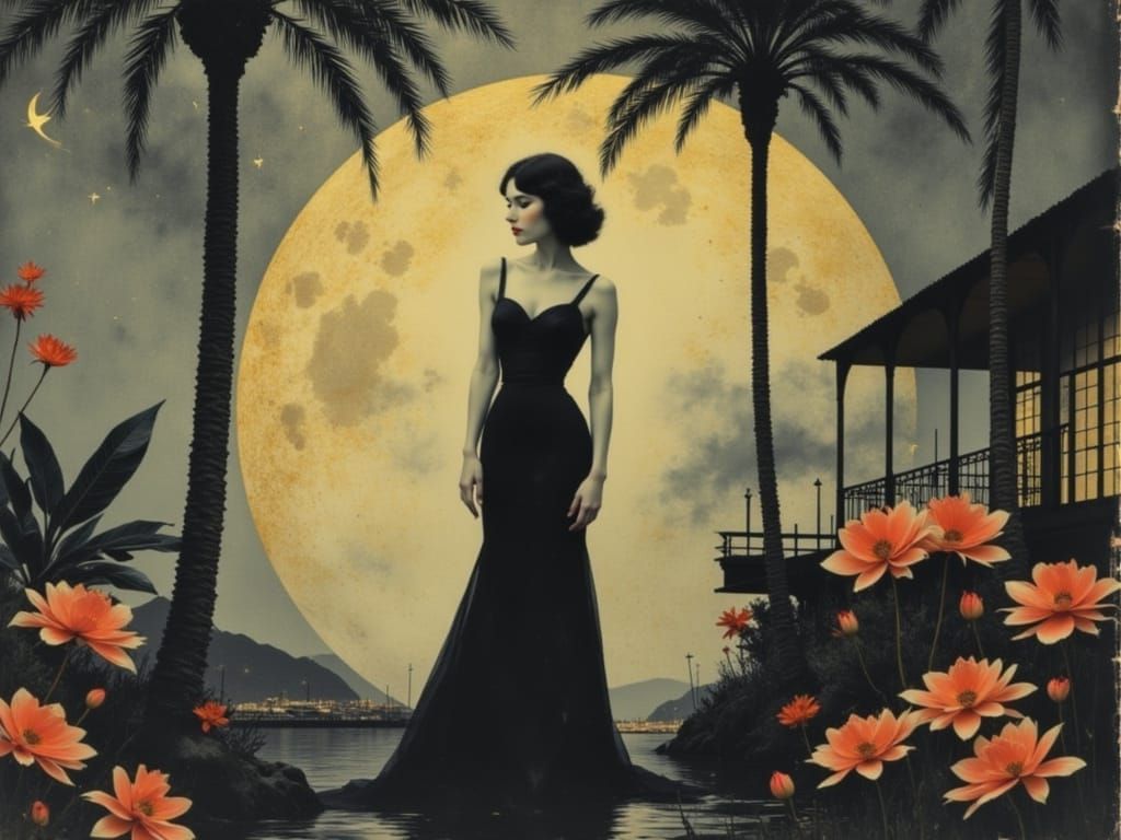 Madame X in Tropical Paradise: Film Noir Art Deco