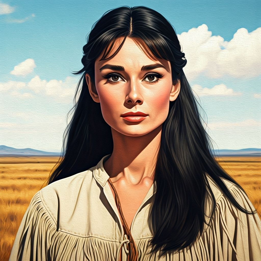 Audrey Hepburn as Western Woman: Realistic Oil Portrait