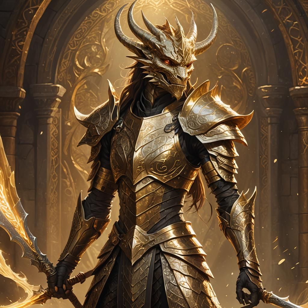 Spectacular Dragonborn in Golden Splendor