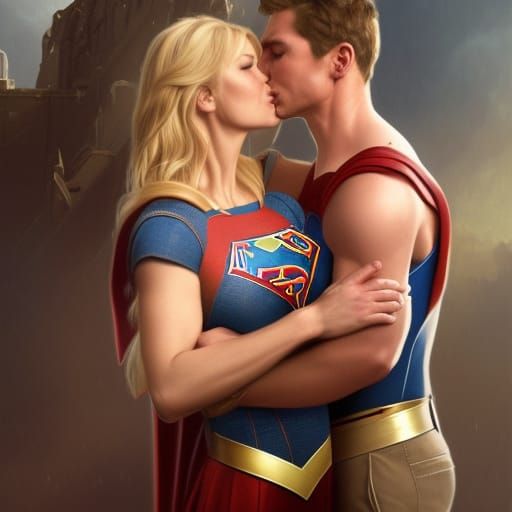 Supergirl kissing Boyfriend Ethan