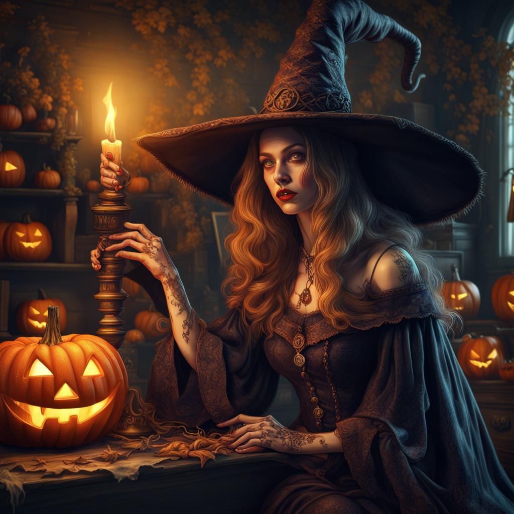 Vintage Witch Halloween: Detailed Octane Render