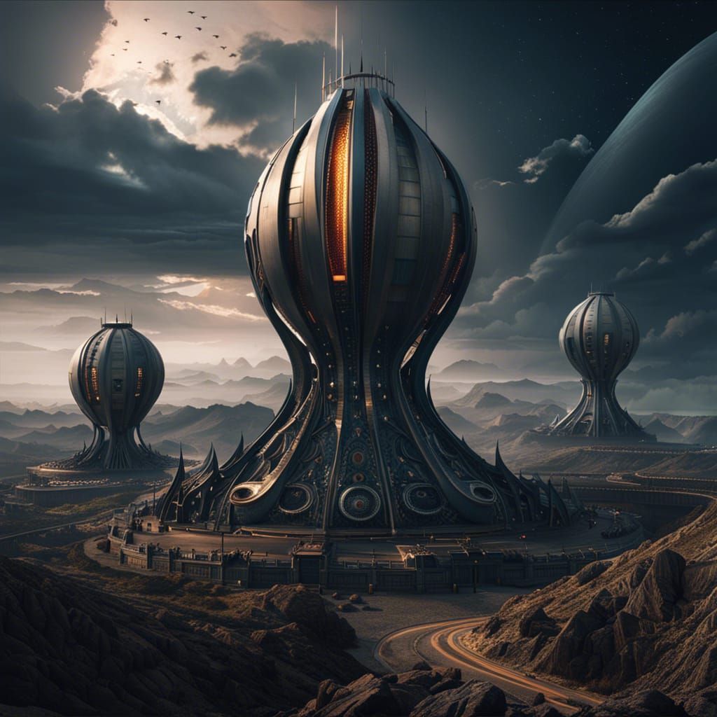 Extraterrestrial city Sirius B-333 with a sign 'B-333'