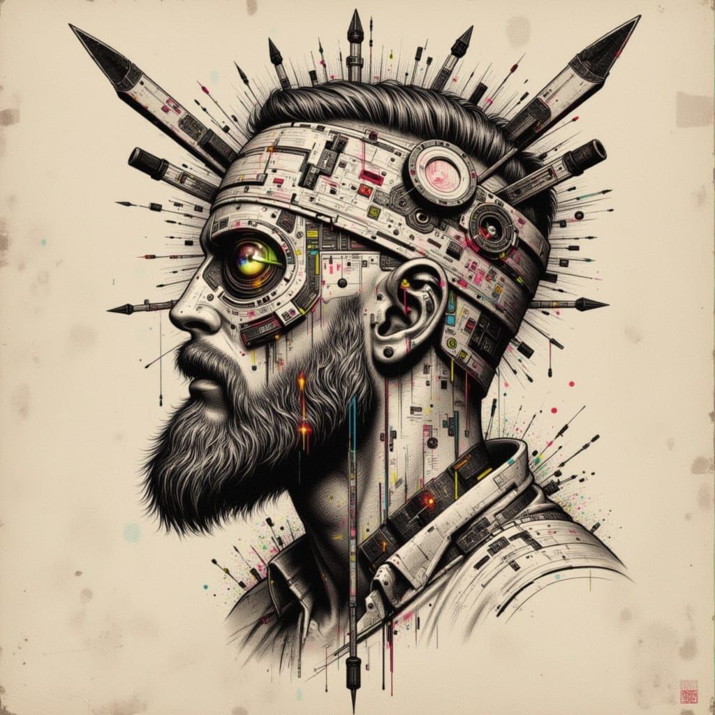 Dark Fantasy Warrior in Neo-Visceral Style