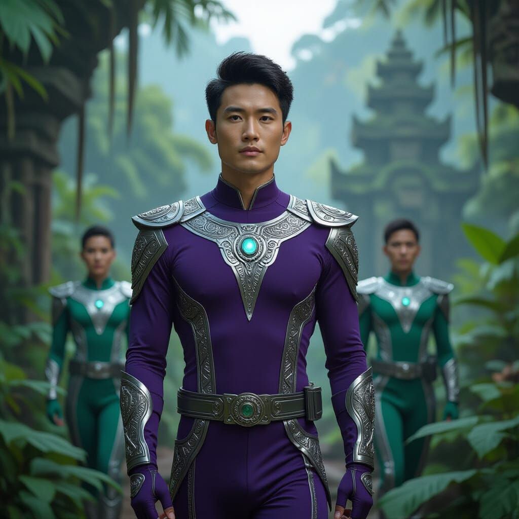 Asian Spaceship Captain Exploring Jungle Planet