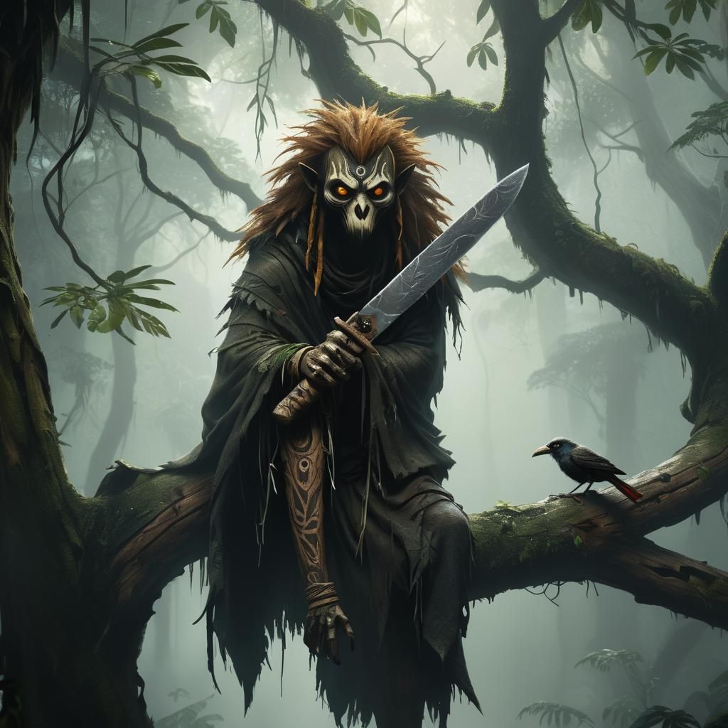 Wooden Spirit of the Rainforest: Dark Fantasy Portrait