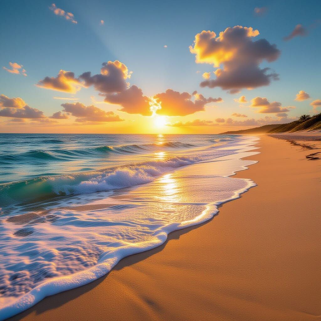 Breathtaking Seascape at Golden Hour Sunset