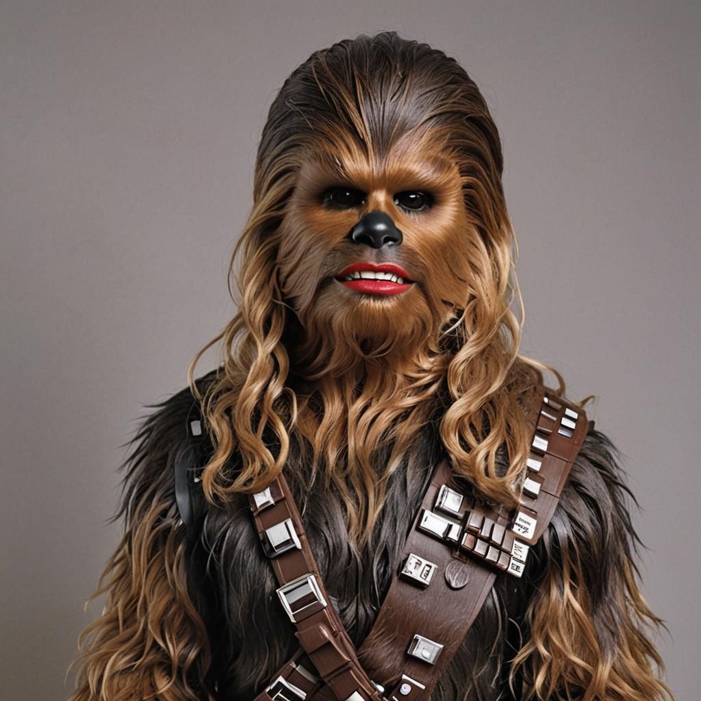 Glamour Shot Chewbacca with Perm and Makeup