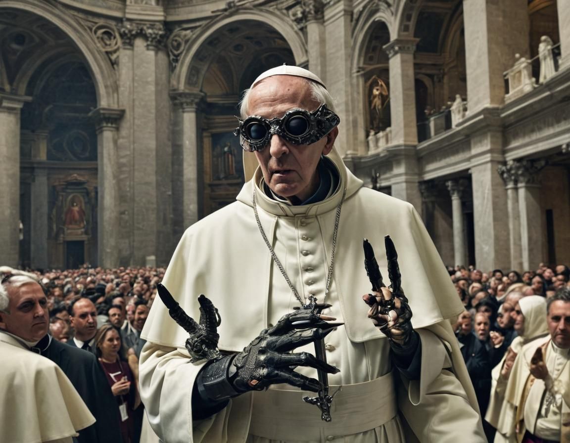 Sci-Fi Space Pope as Reptilian Alien Illustration