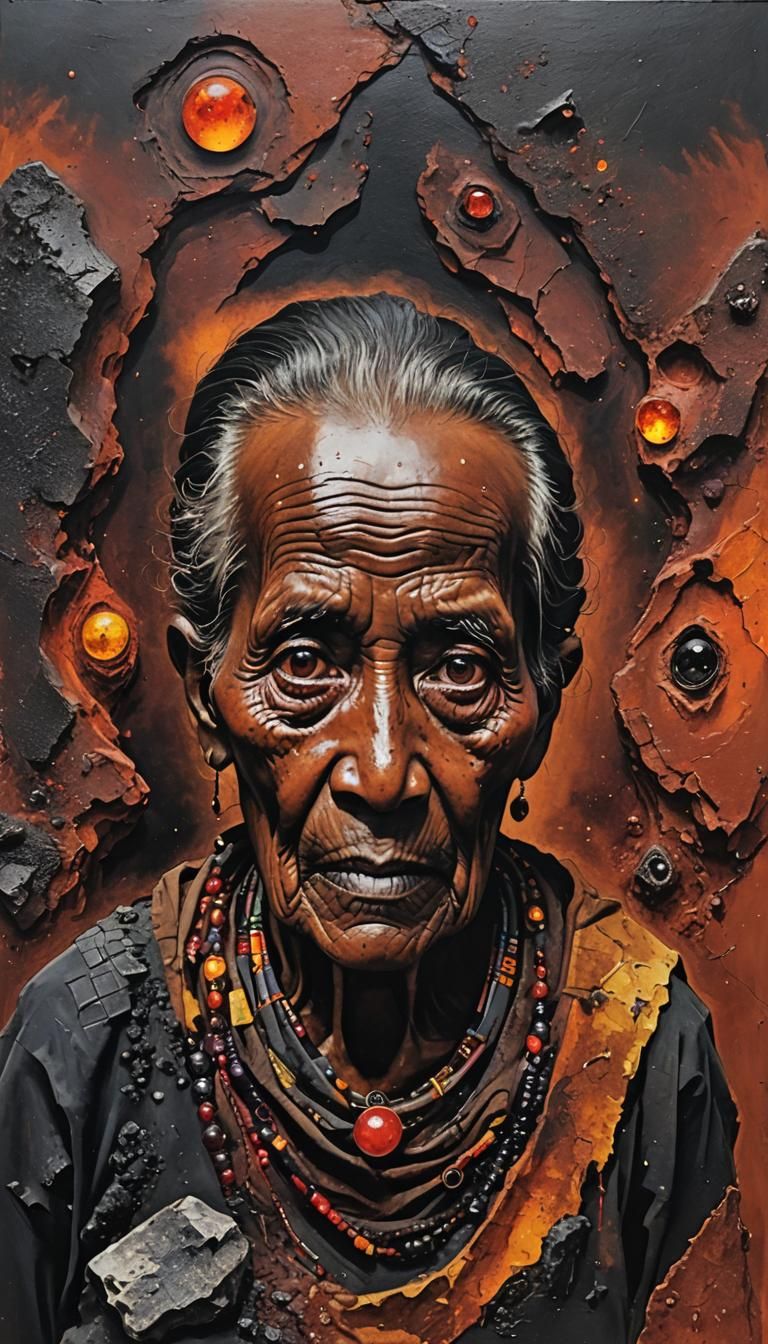 Cosmic Eyes: Grandmother Portrait with Kilimanjaro Globe