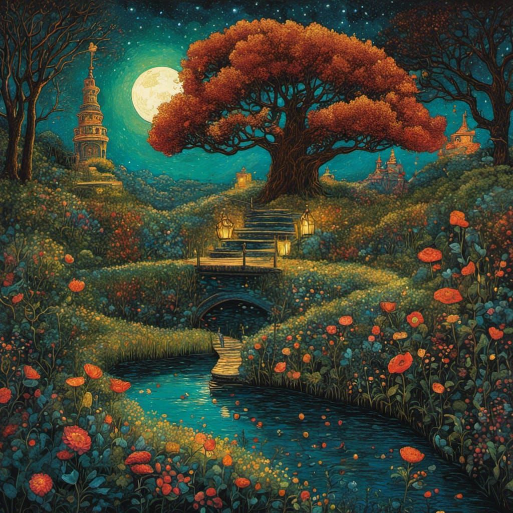 Enchanted Garden in Modern Art Style