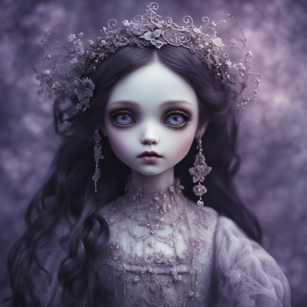 Ethereal Ball-Jointed Doll with Raven Hair and Violet Eyes