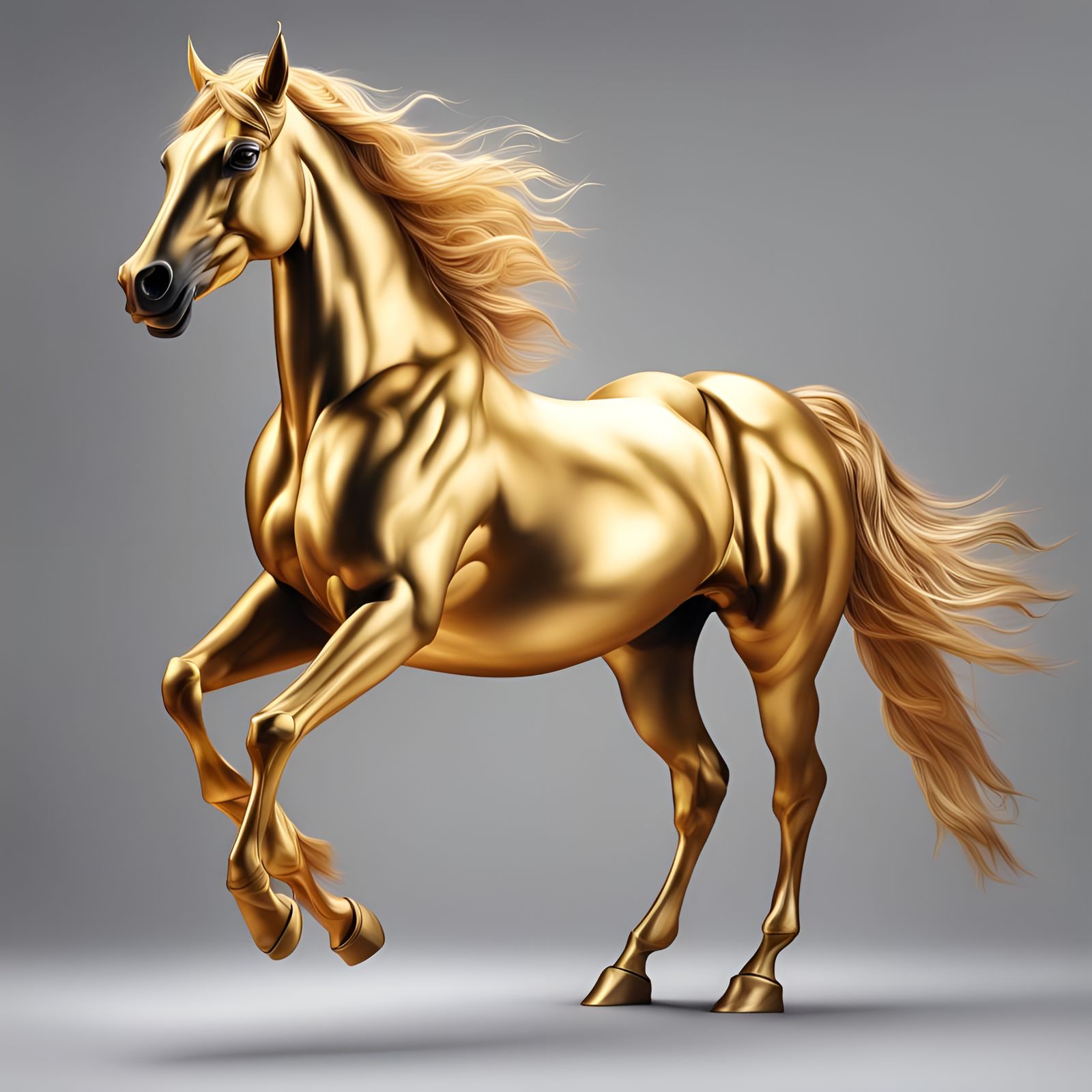 Majestic Golden Horse in Detailed Photography