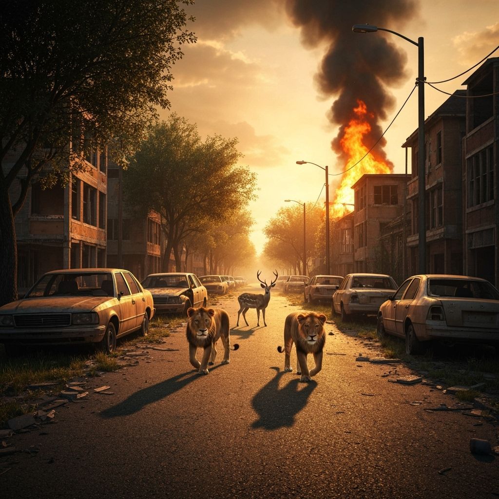 Wild Animals Roam City Streets After Forest Fire