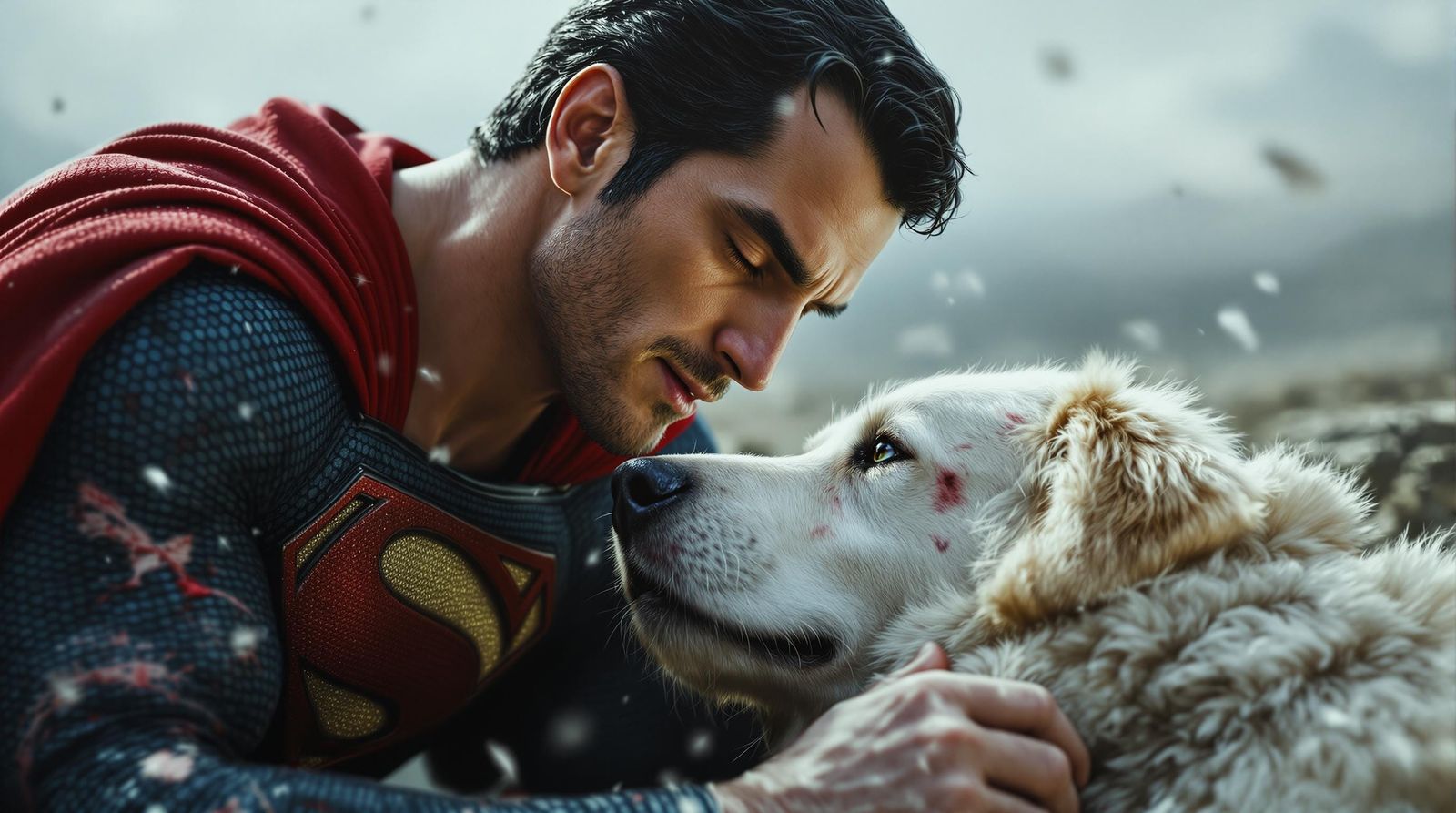 Injured Superman Receives Aid from Faithful Superdog