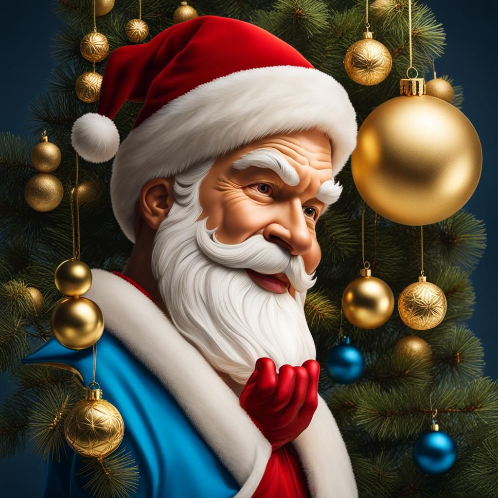 Stylish Santa Claus with Gold Chain and Nike Logo