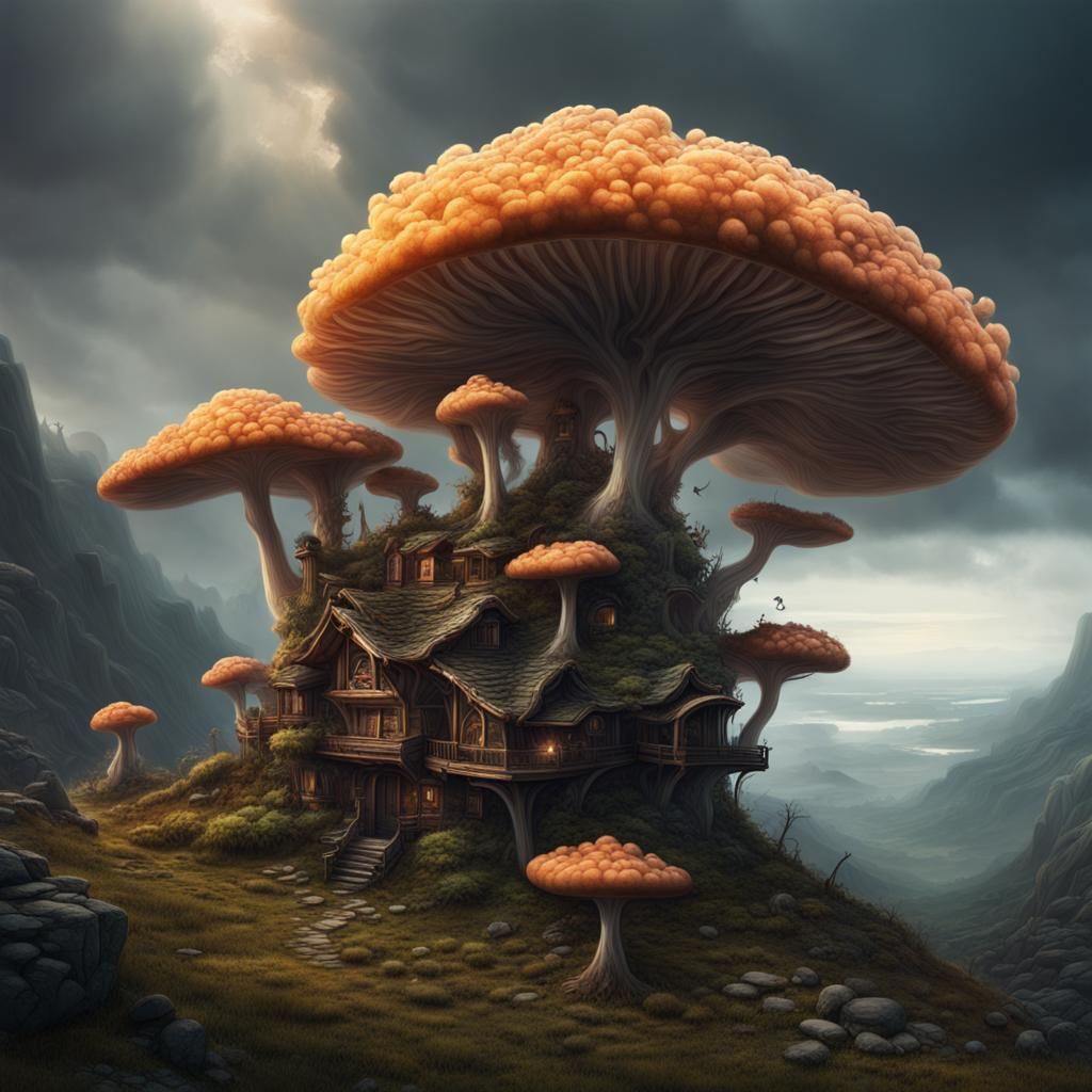 Epic Oblique Fungus Digital Matte Painting