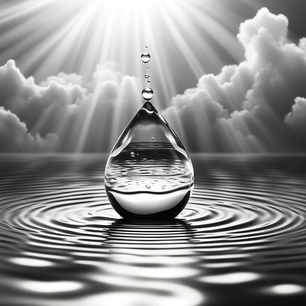 Surreal Black and White Droplet Shines with Heavenly Light E...