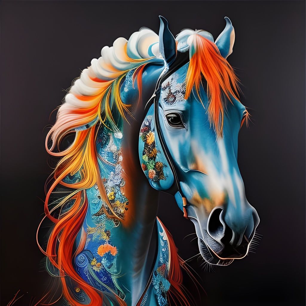 Horse in Hyperdetailed Fluid Gouache Style