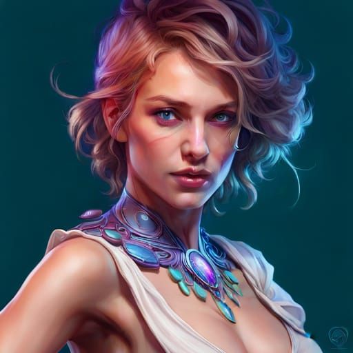 Ethereal Woman Portrait in Art Nouveau Style