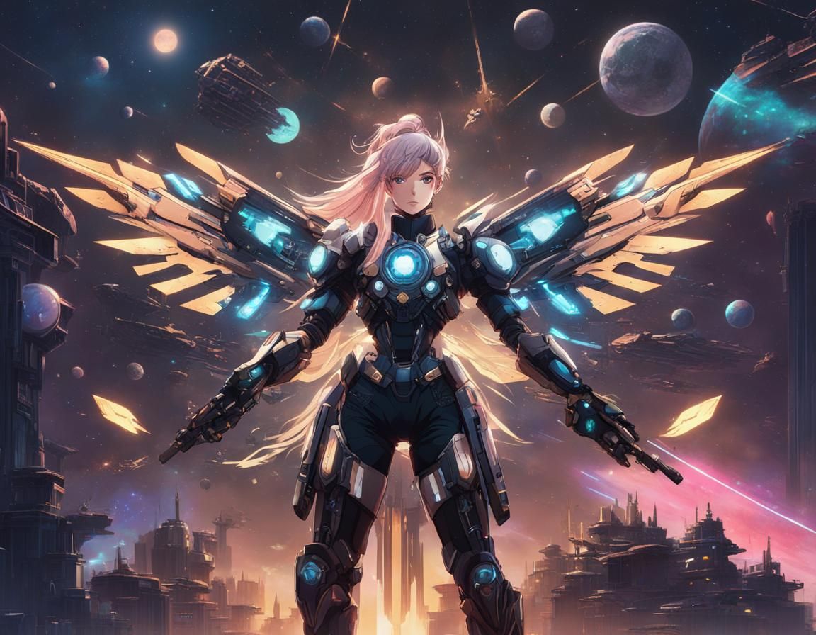 Cyberpunk Heroine in Vivid 80s Anime Style