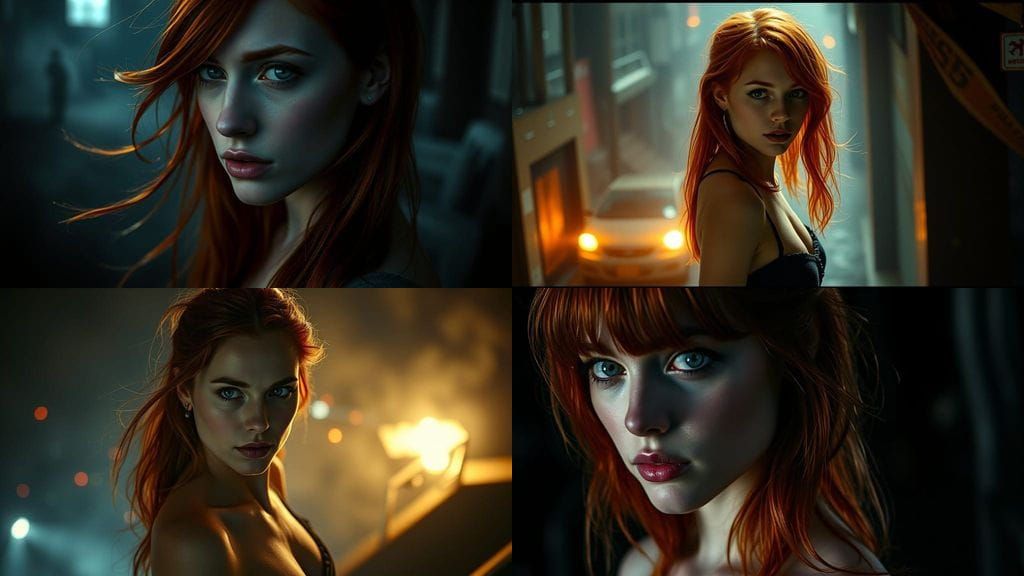 Sultry Actress on the Brink of Chaos in Cinematic Film Still