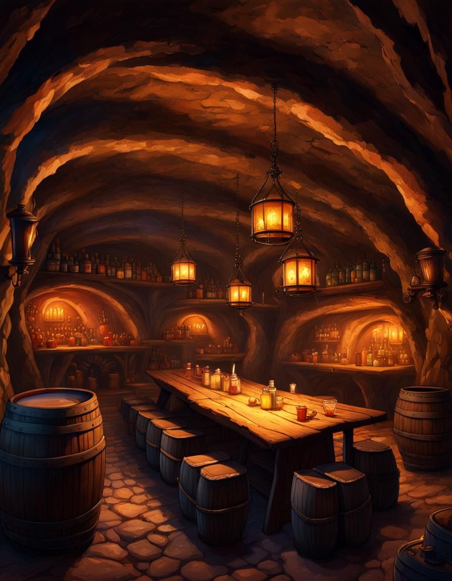 Medieval Tavern Inside a Huge Underground Cave