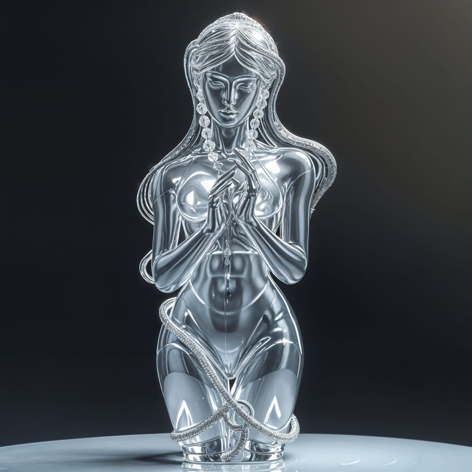 Hyperrealistic Glass Goddess Statue