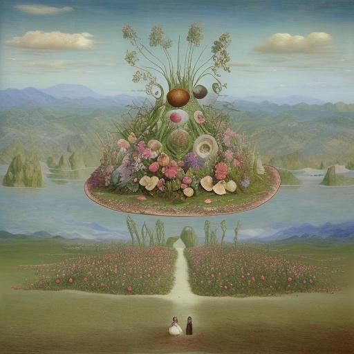 Faded Flowers in Surrealist Oil Painting Style