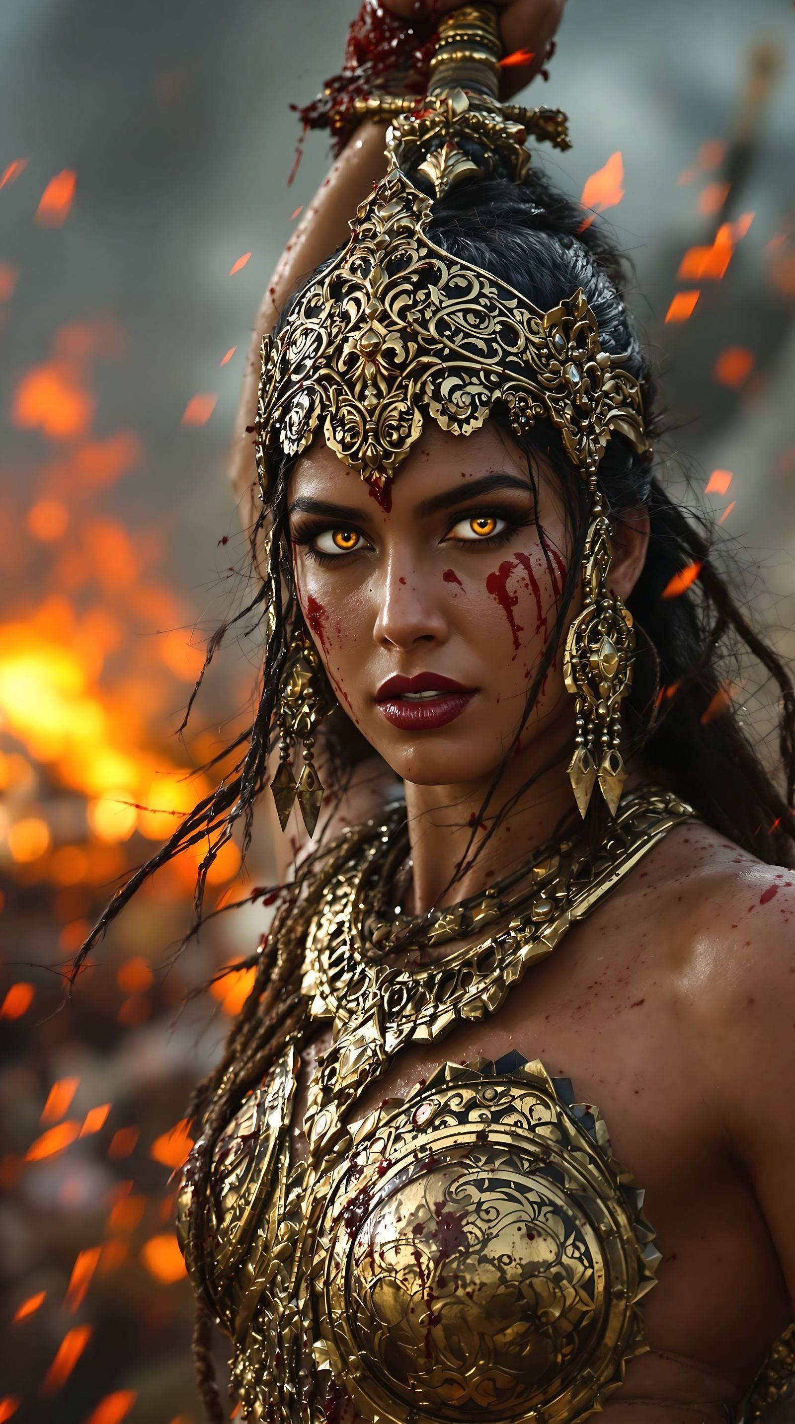 Fierce Indian Warrior Queen in Battle