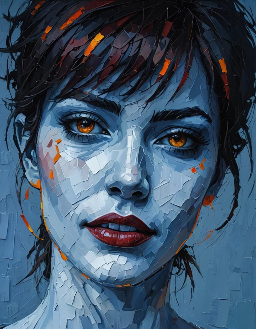 Passionate Woman in Fauvist Style Impasto Painting