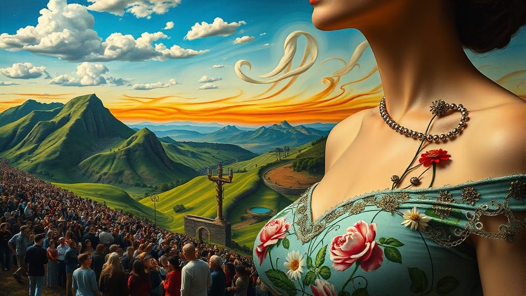 Surreal Zentangle Flower Bust, Droste Effect, 8K