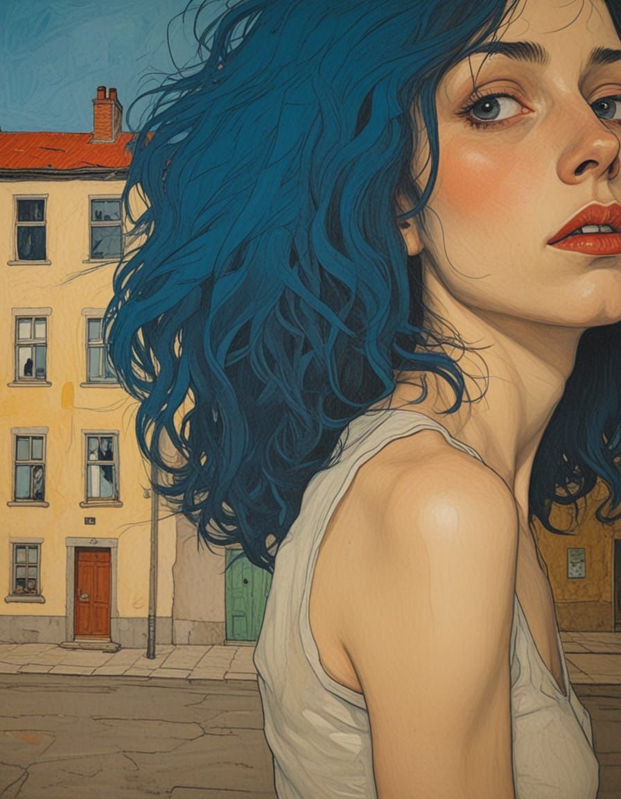 Introspective Woman Contemplating Art