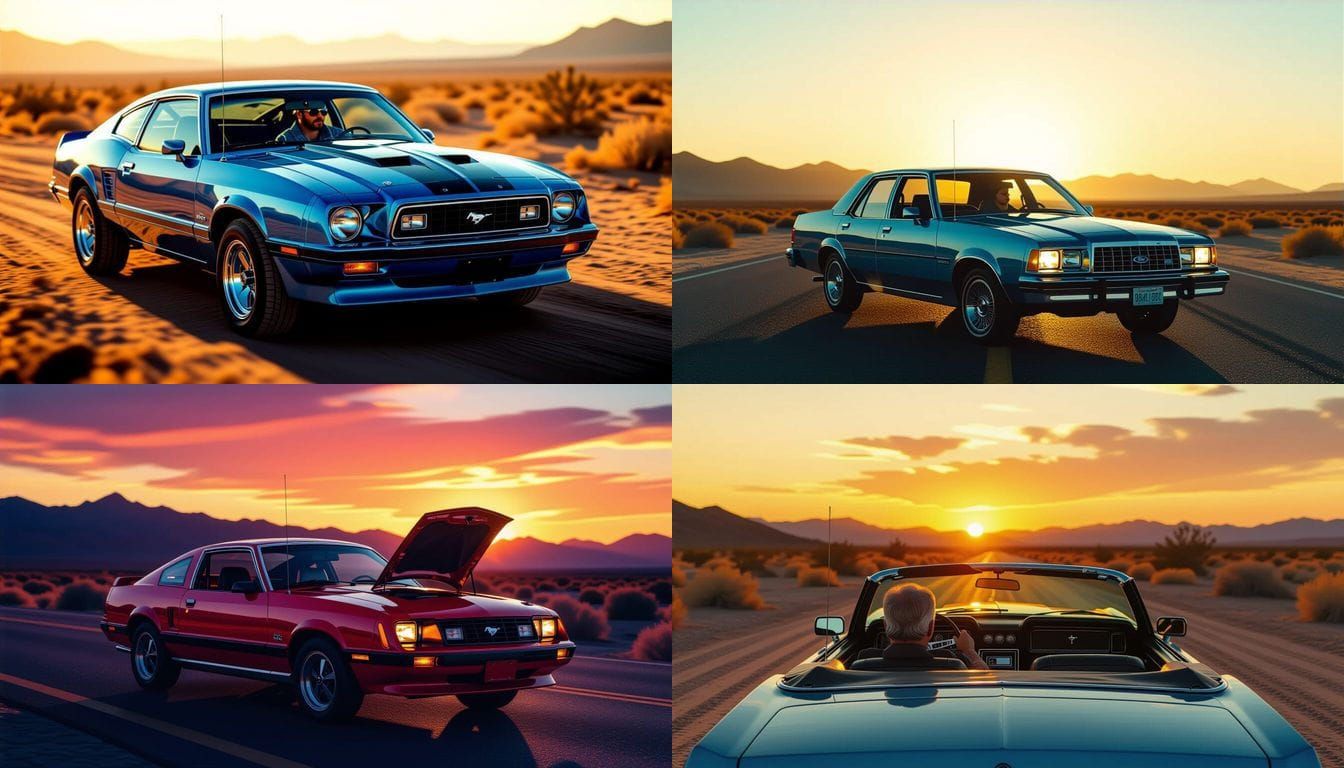 1980s Ford Car with Driver, Hyper Realistic Photo