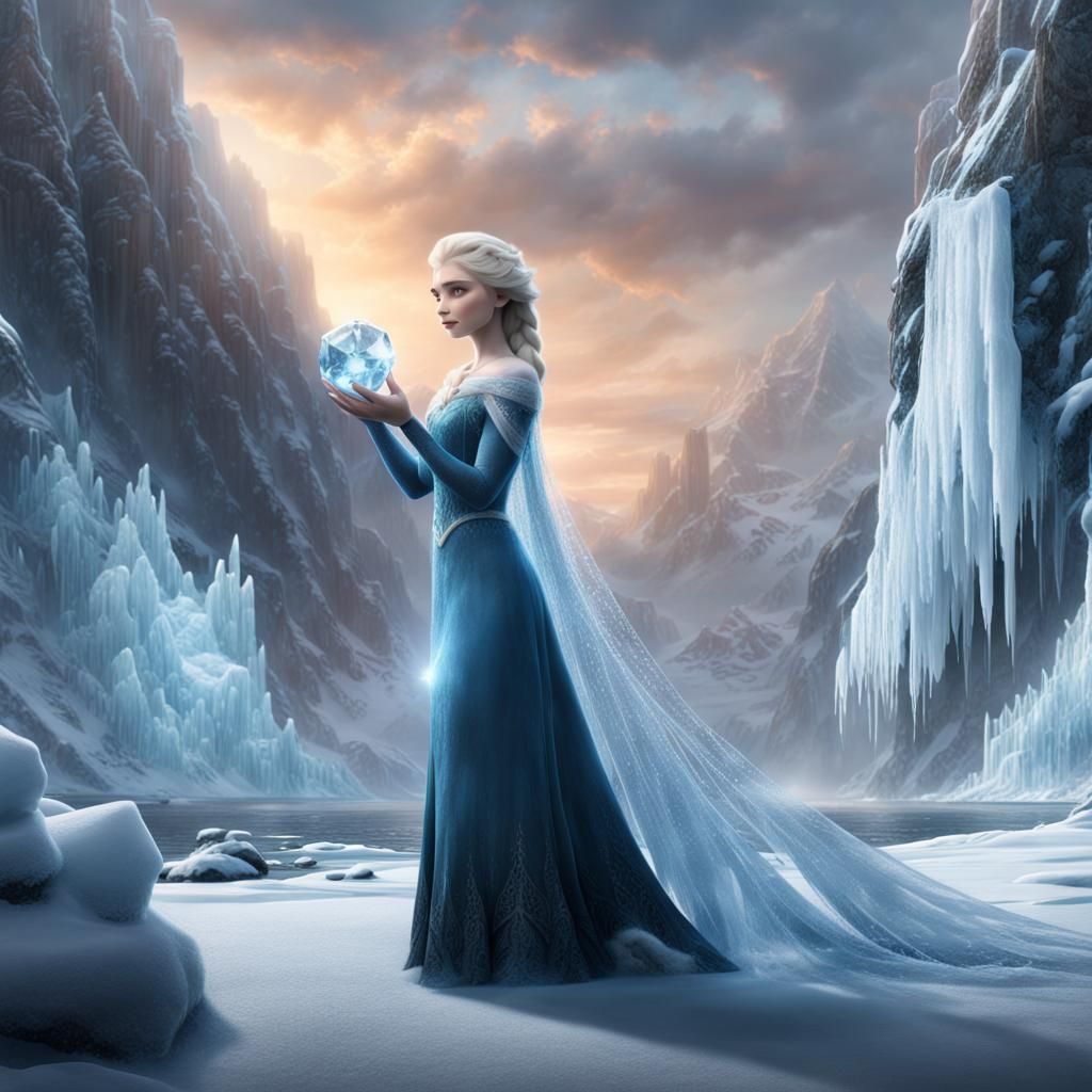 Elsa Casting Ice Spell: Epic Digital Matte Painting