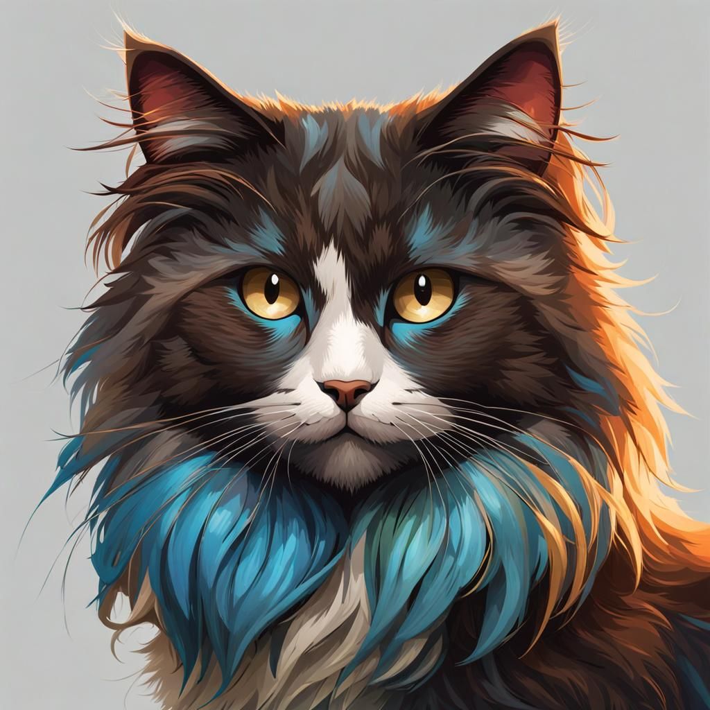 Ragdoll Cats Portrait in Hyperdetailed Digital Art