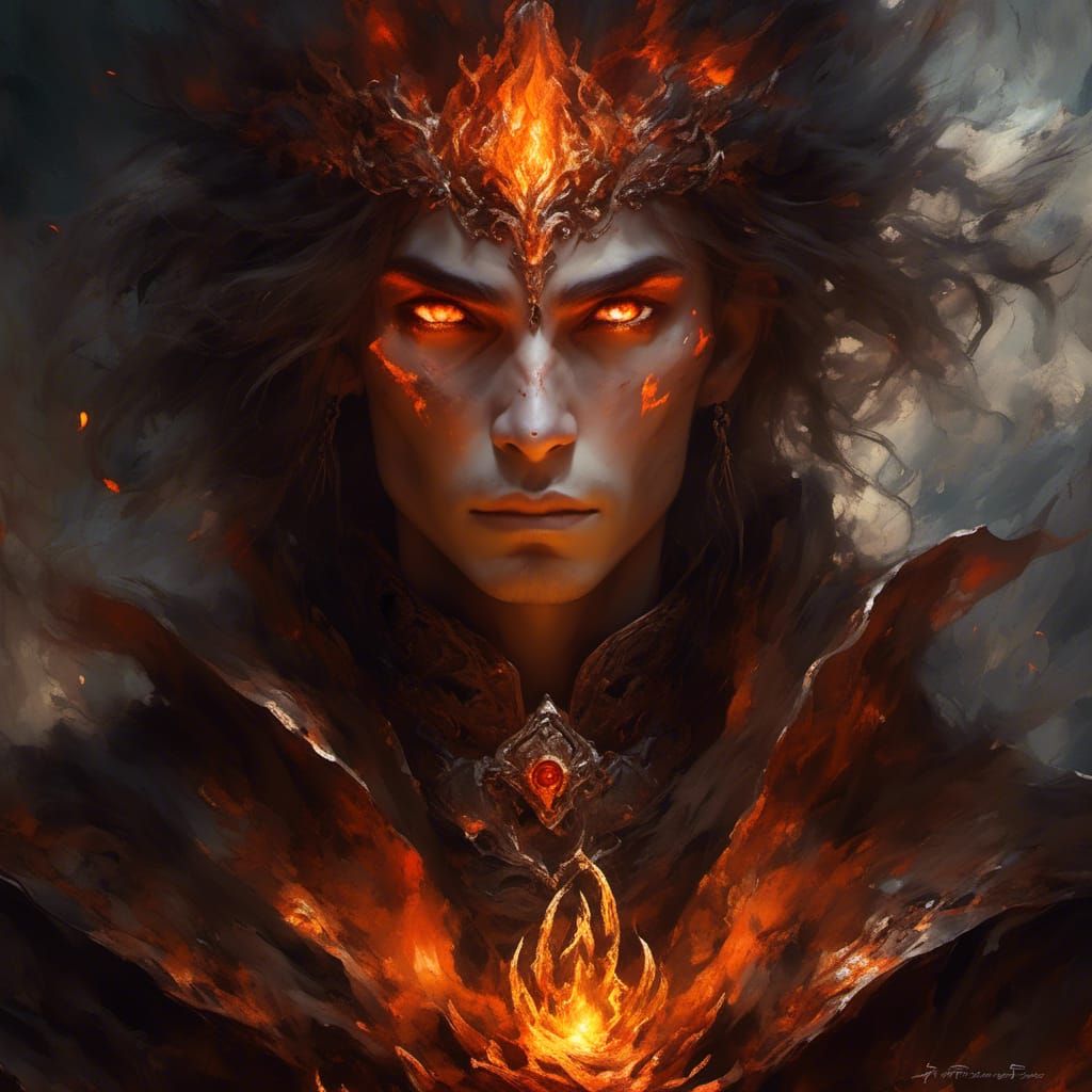 <lora:Dreamshaper:1.0>portrait of a fire mage eyes that is c...