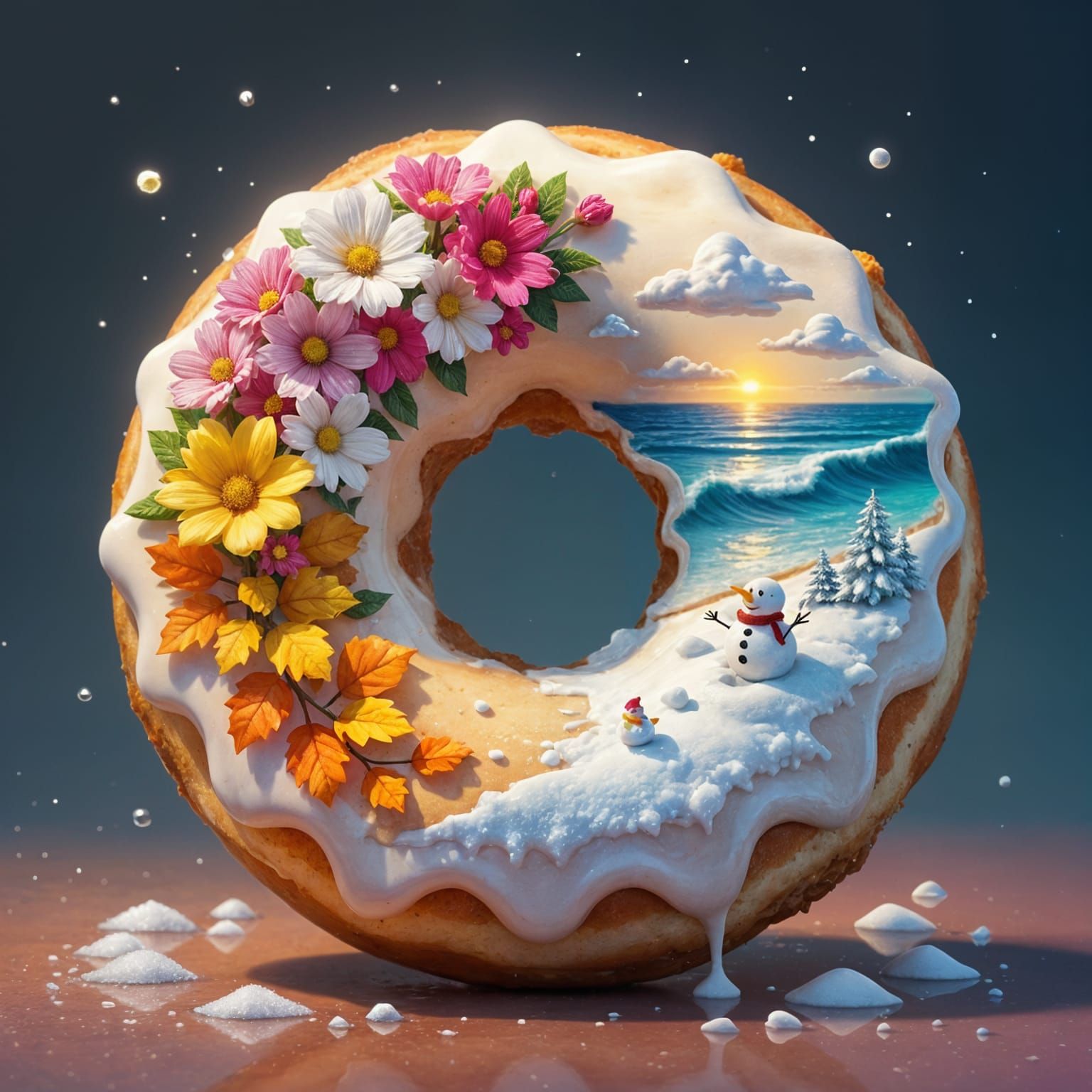 Seasons Donut: A Hyperrealistic Concept Art Donut