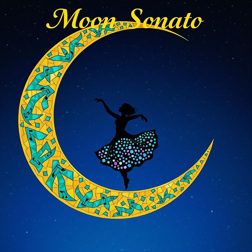 Golden Moon Sonata Album Cover in Art Nouveau Style