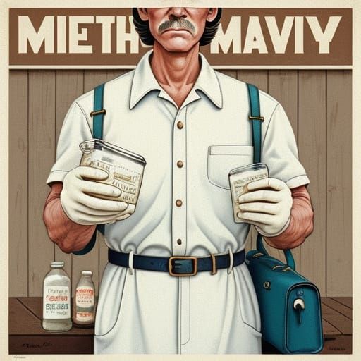 Retro Milkman Illustration in Vintage Poster Style
