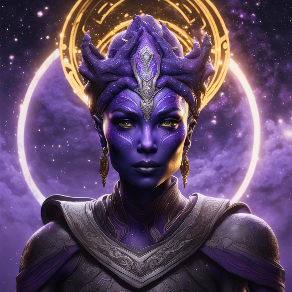 Purple Asari's Galactic Embrace: A Digital Masterpiece