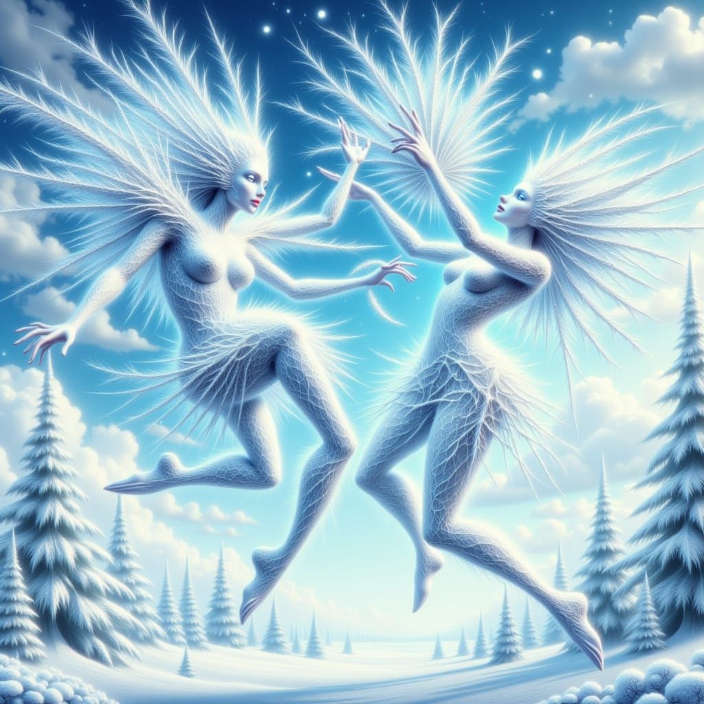 Whimsical Snowflake Ballet in Pastel Hues