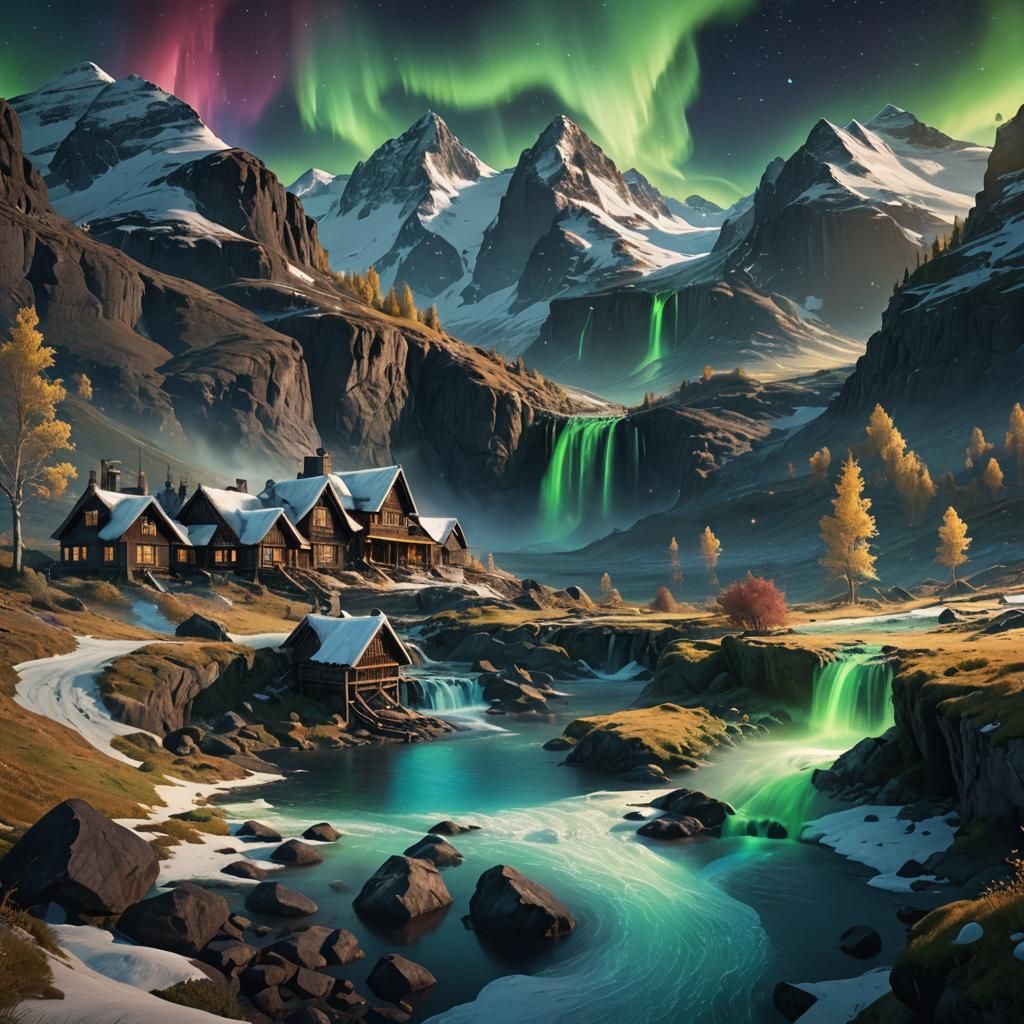 Fantastical Northern Lights Matte Painting