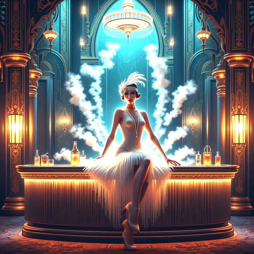 Flapper Girl Entertains Patrons in 1920s Style