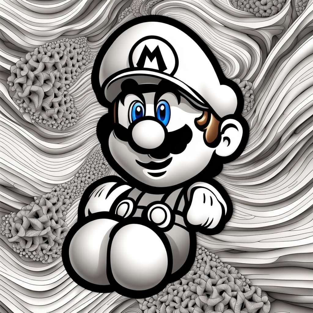 Abstract Vector Fractal Mario with 3D Shading
