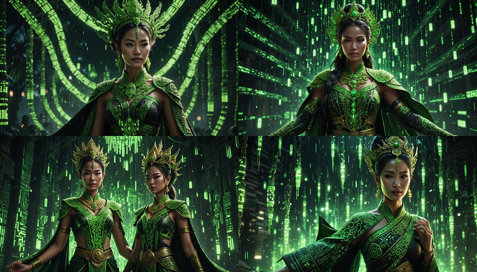 Binary Code Woman in Thai Dress: Digital Art