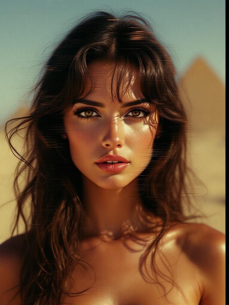 Egyptian Pin-Up with Glitch Art Typography