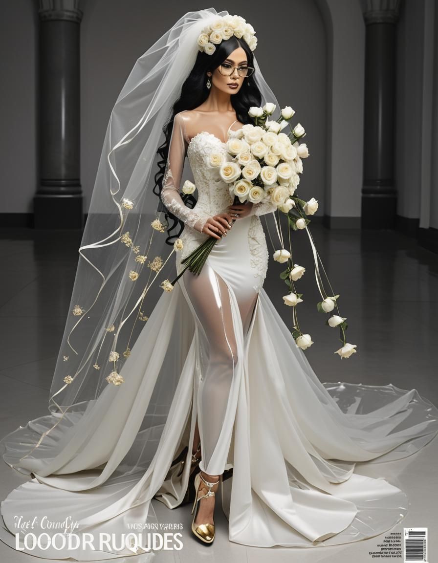 Modern Bride in Golden Rubber Dress