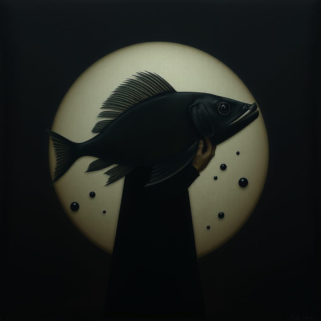 Eerie Gothic Pig Portrait in Onyx Black