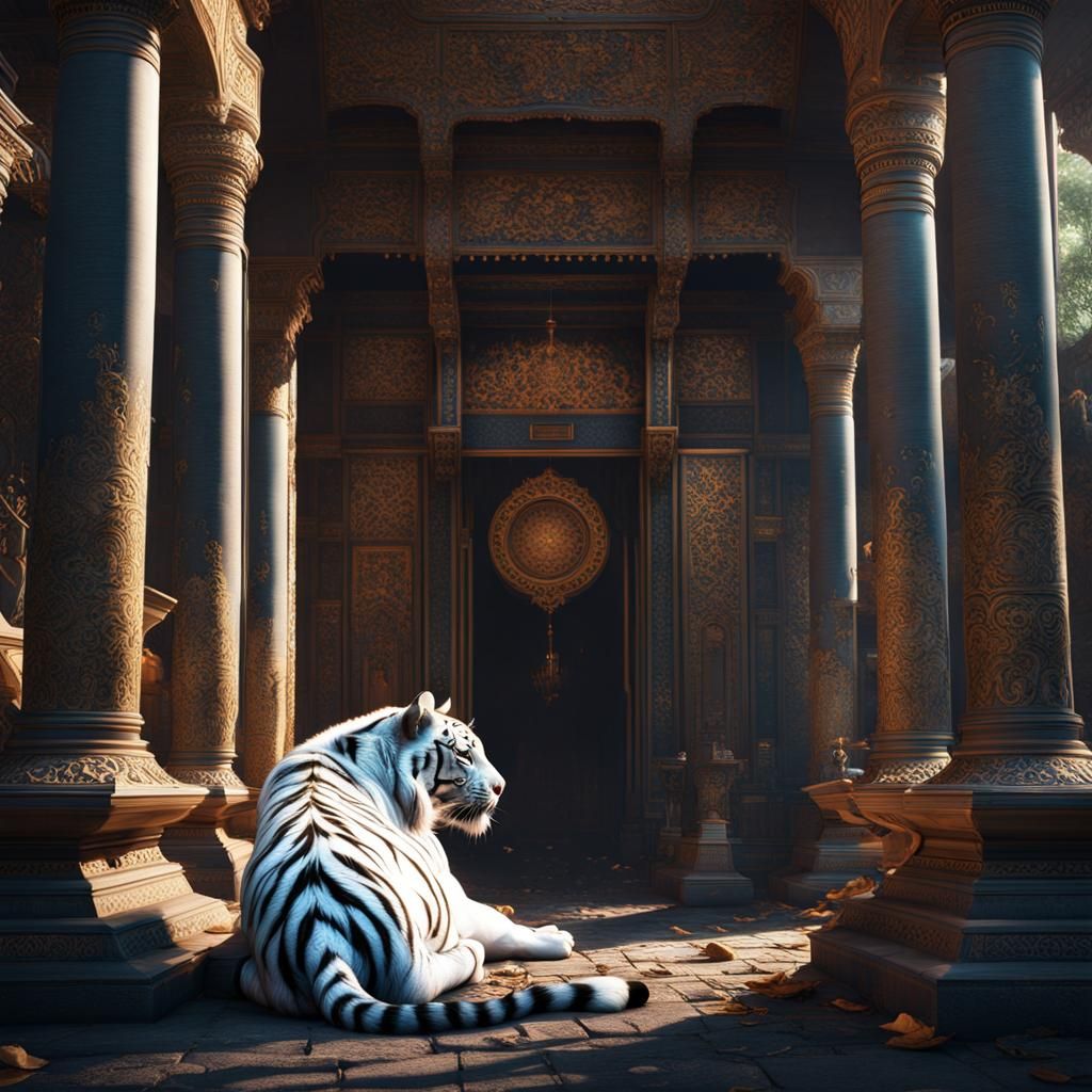 Cute White Tiger in Detailed Graffiti Art Style