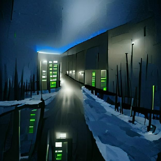 Neon Lit Minimalist Data Center Parallax